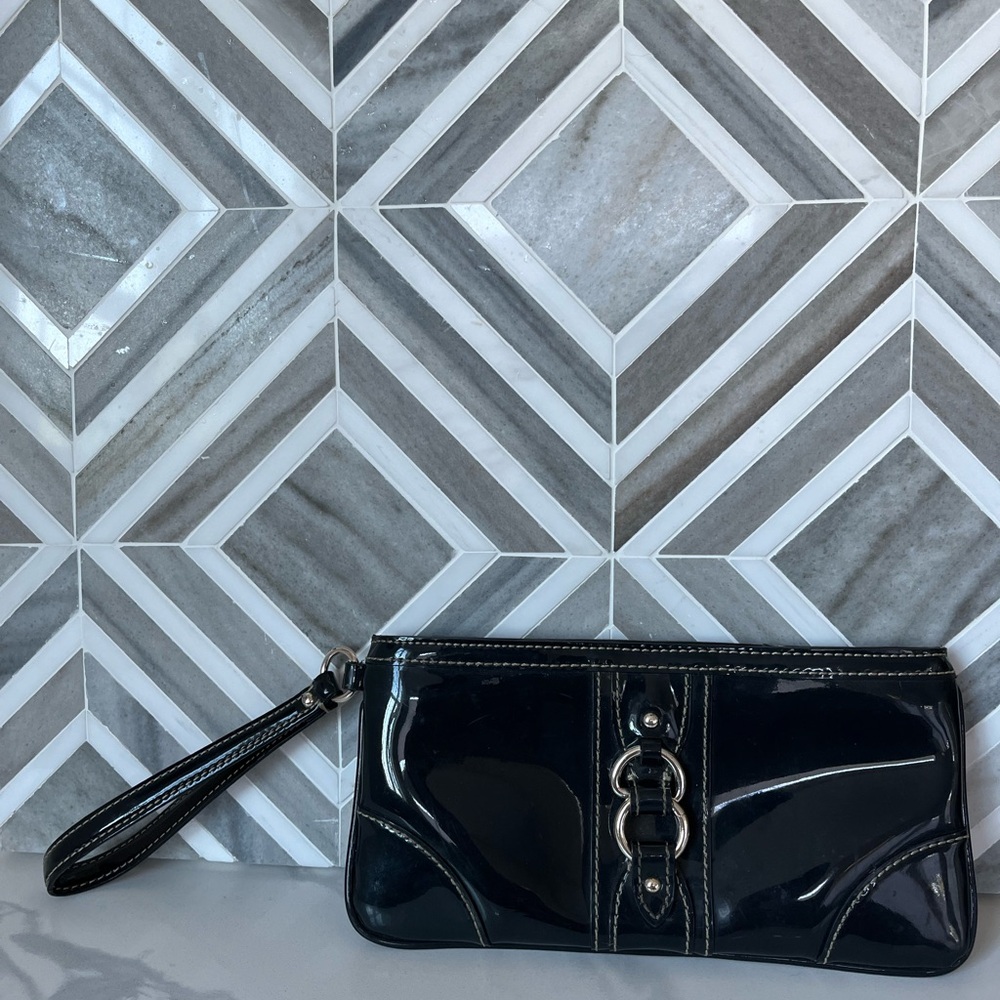 Patten Leather Ann Taylor Charcoal Grey Wristlet